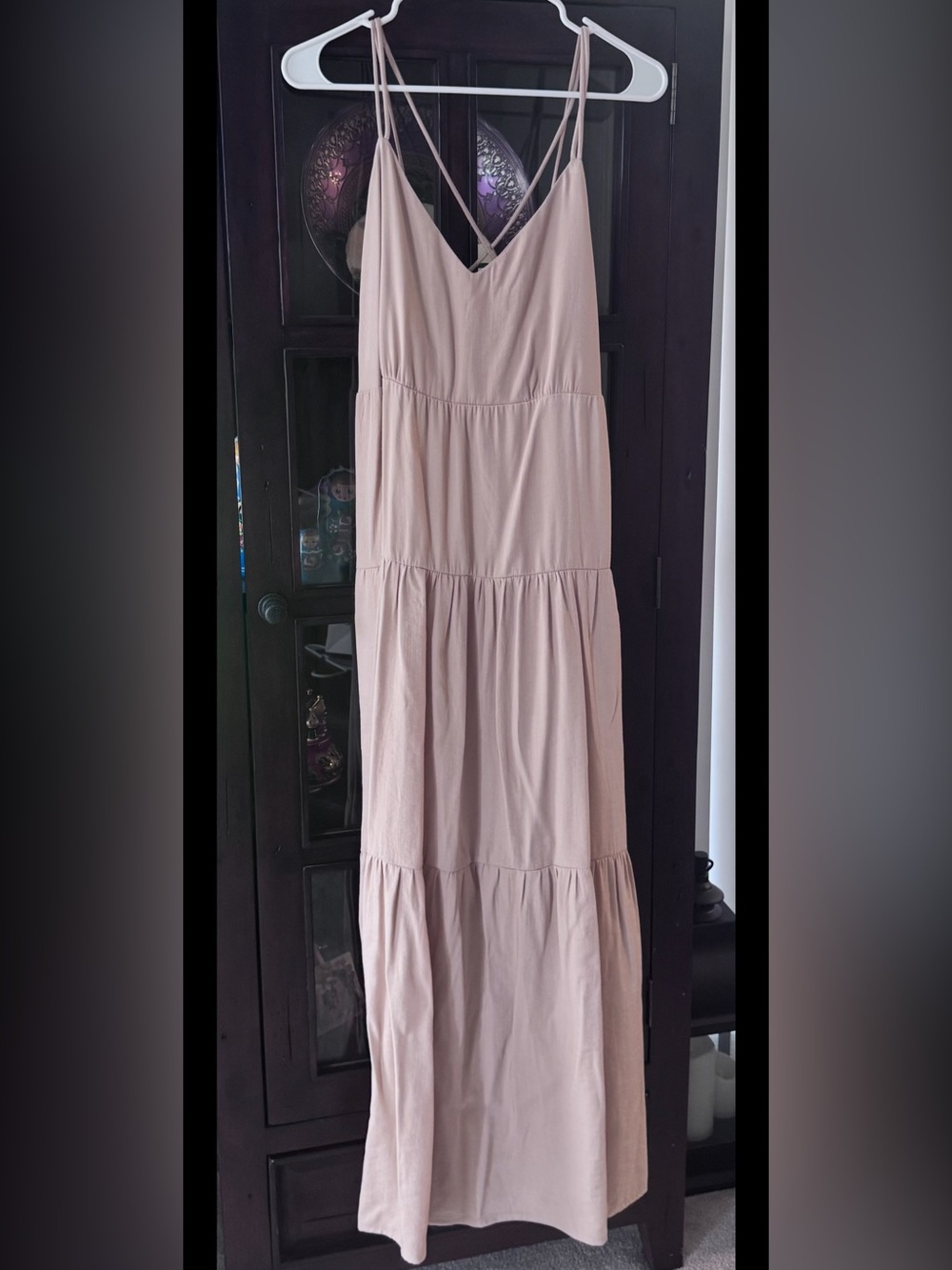 Amazon Blush Pink Tiered Maxi Dress with Spaghetti Straps